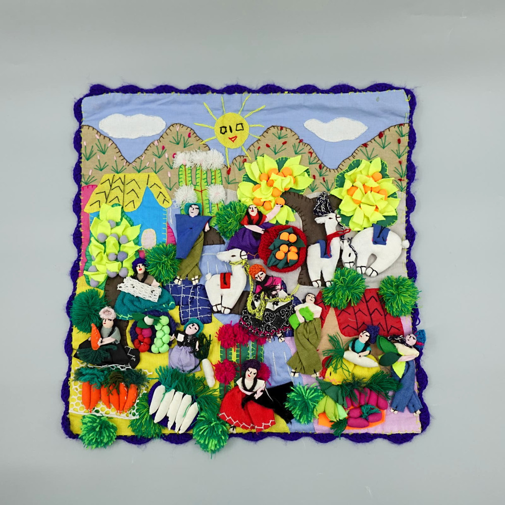 Peruvian Arpillera Wall Art 3D Textile Tapestry Handmade Pueblo‎ Village Farm